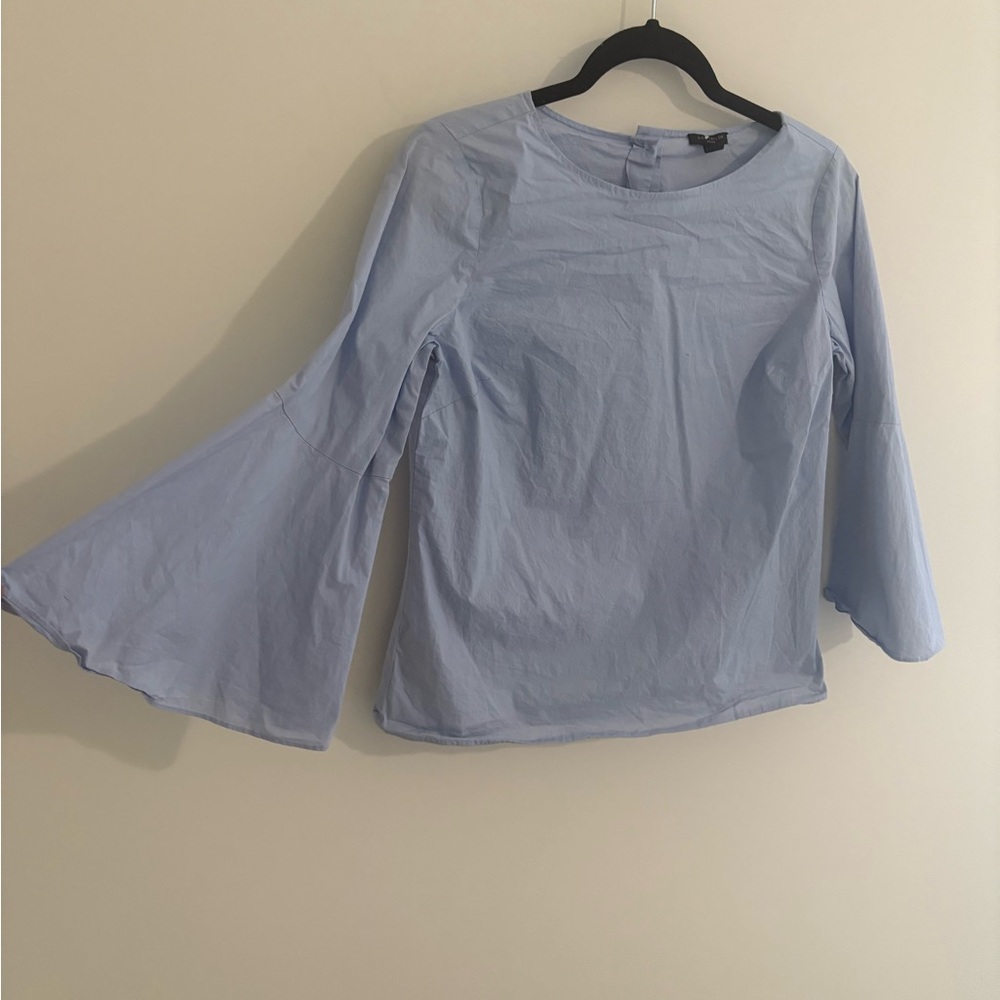 Ann Taylor Light Blue Flared Sleeve Blouse